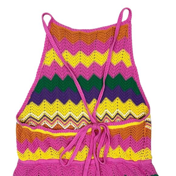SPELL Ziggy Sleeveless Crochet Romper in Sorbet Stripes Size XL - Picture 7 of 10